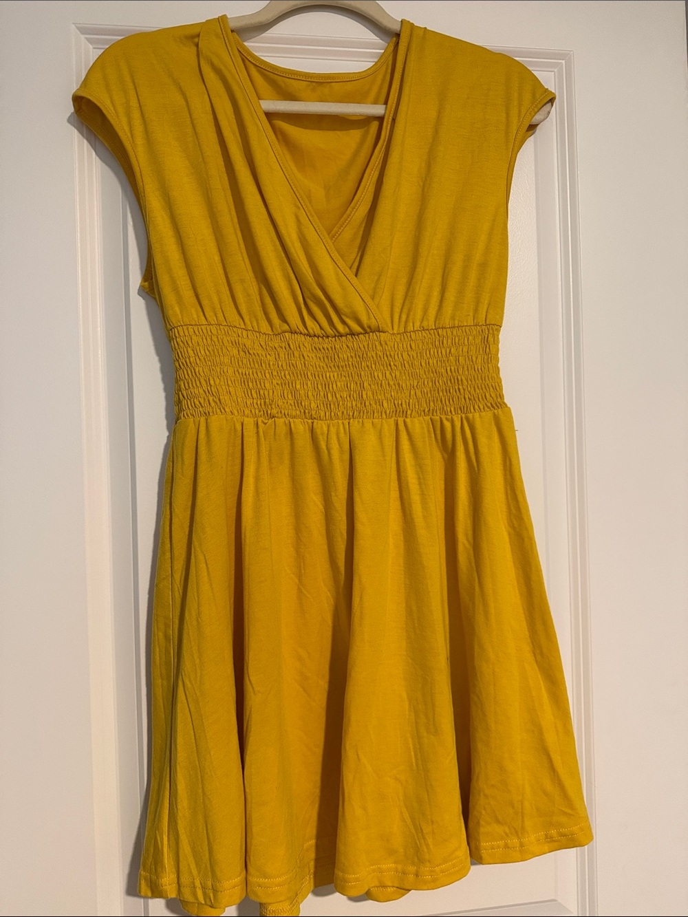 Smocked Waist Yellow Summer Dress